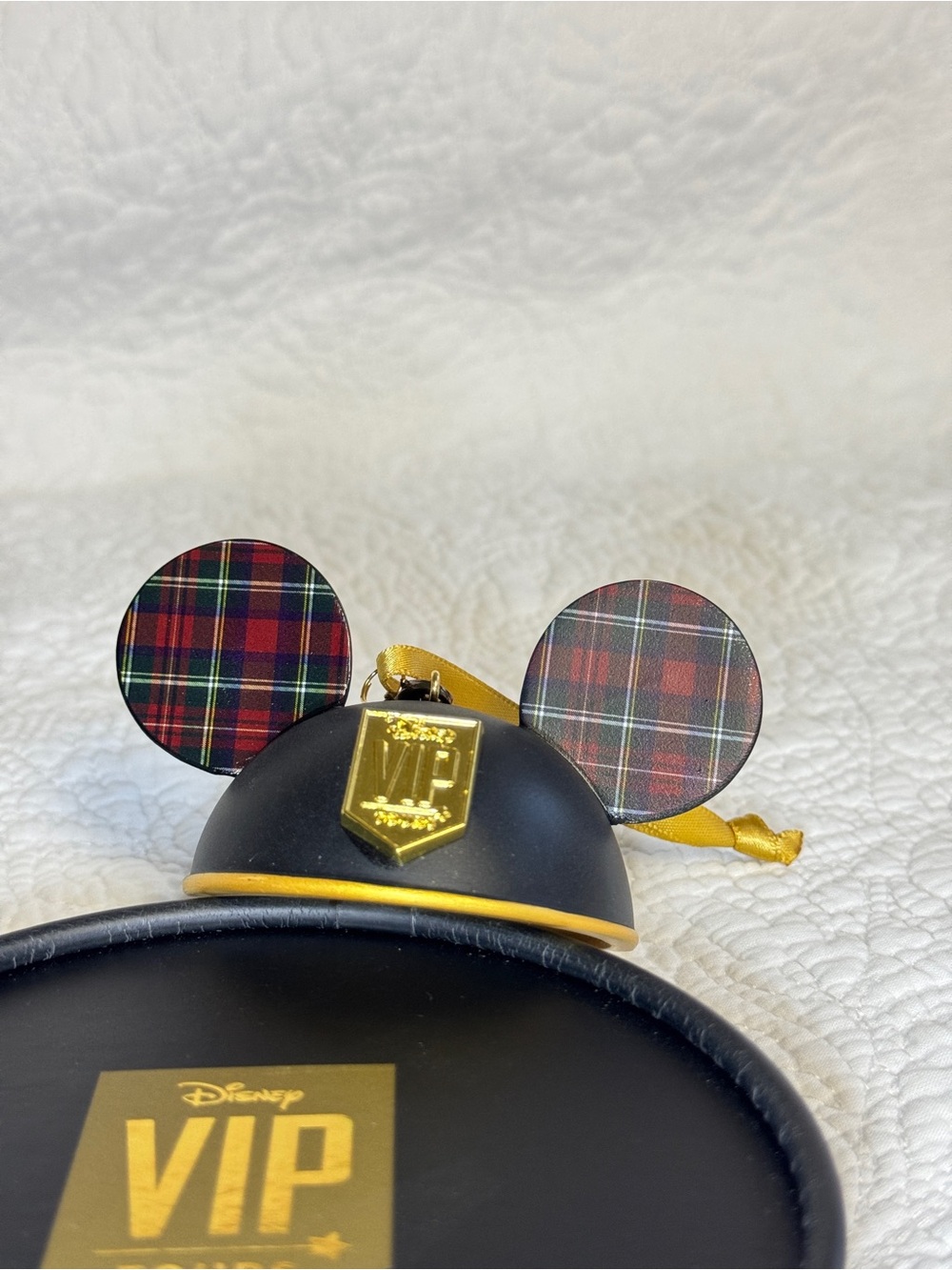 Disney Royal Stewart
Tartan plaid VIP Mouse Ear Ornament with Gold Trim